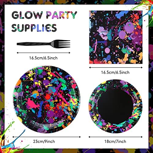 Baderke Neon Glow Party Tableware Set 192 Pcs