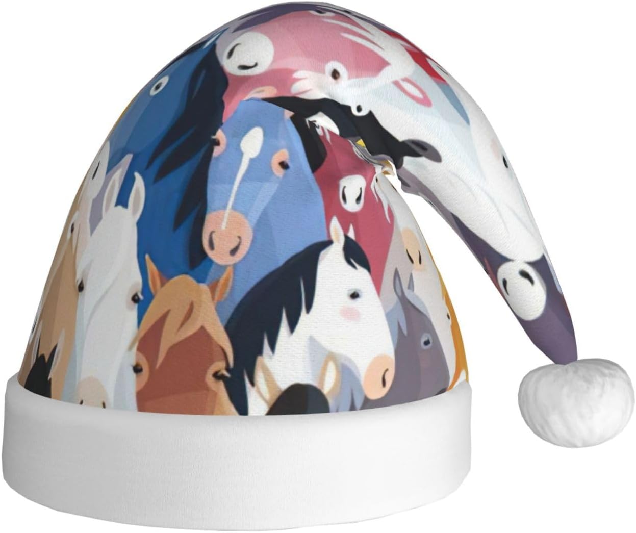 QINZHENG Cartoon Horses Santa Hat Christmas Gift for Women
