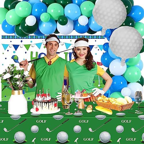 PHOGARY Golf Tablecloth Set 3-Piece Green Rectangular