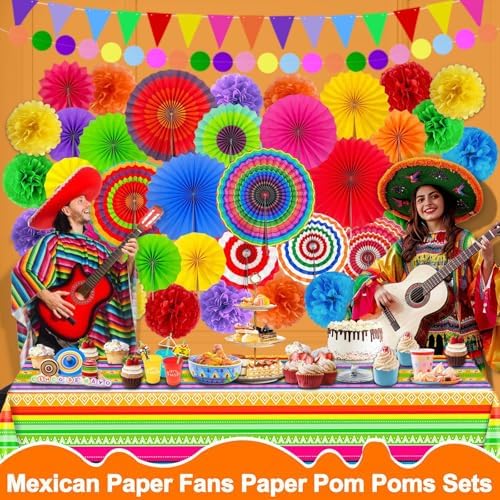 TURNMEON 38 Pcs Mexican Fiesta Decorations Set
