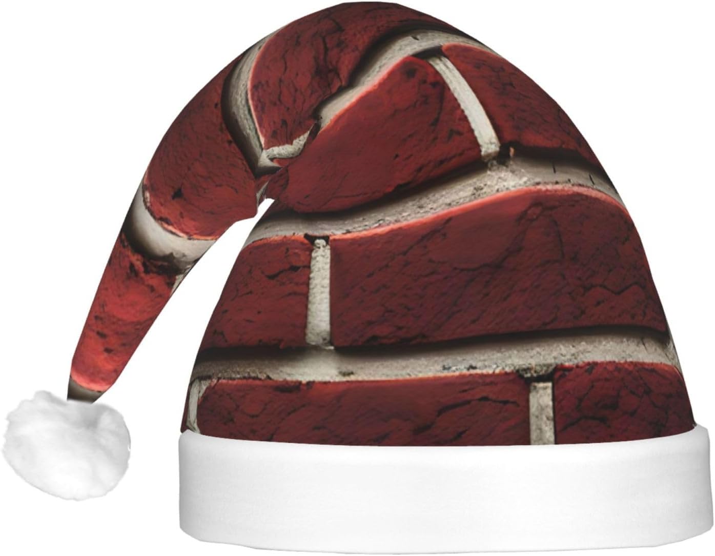 QINZHENG Brick Red Santa Hat with LED Lights for Adults Christmas Hat