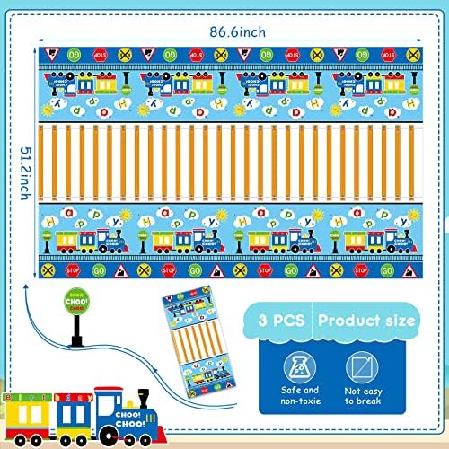 Irenare 3 Piece Train Themed Plastic Tablecloths