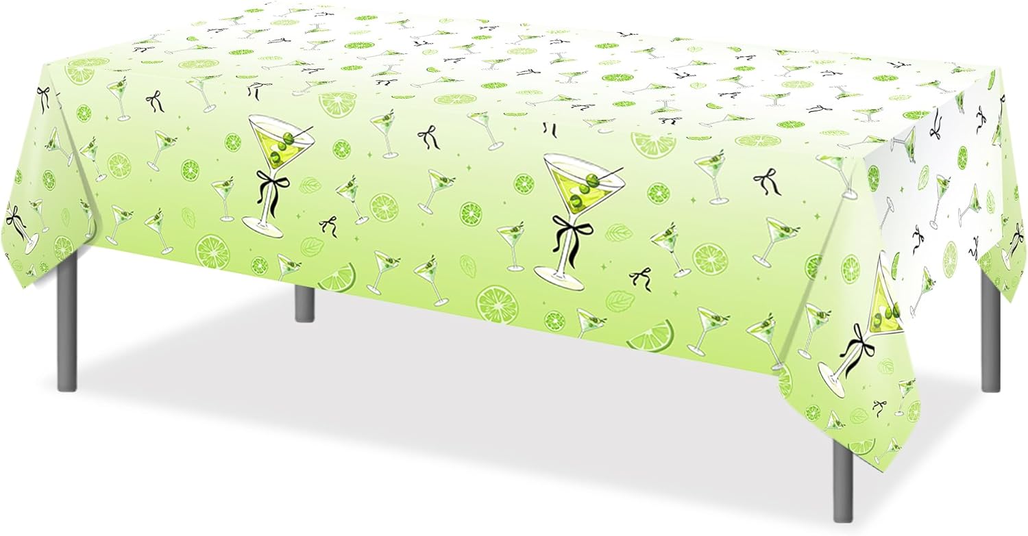 2Pcs Martini Wine Glass Themed Tablecloth for Parties