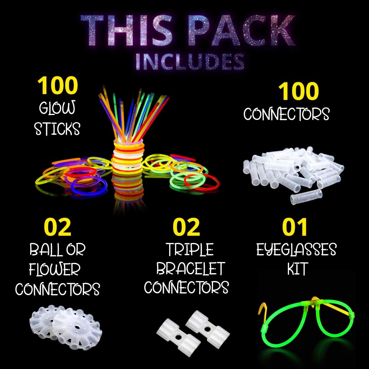 Ammy Glow 205 Pcs Glow Sticks Party Pack