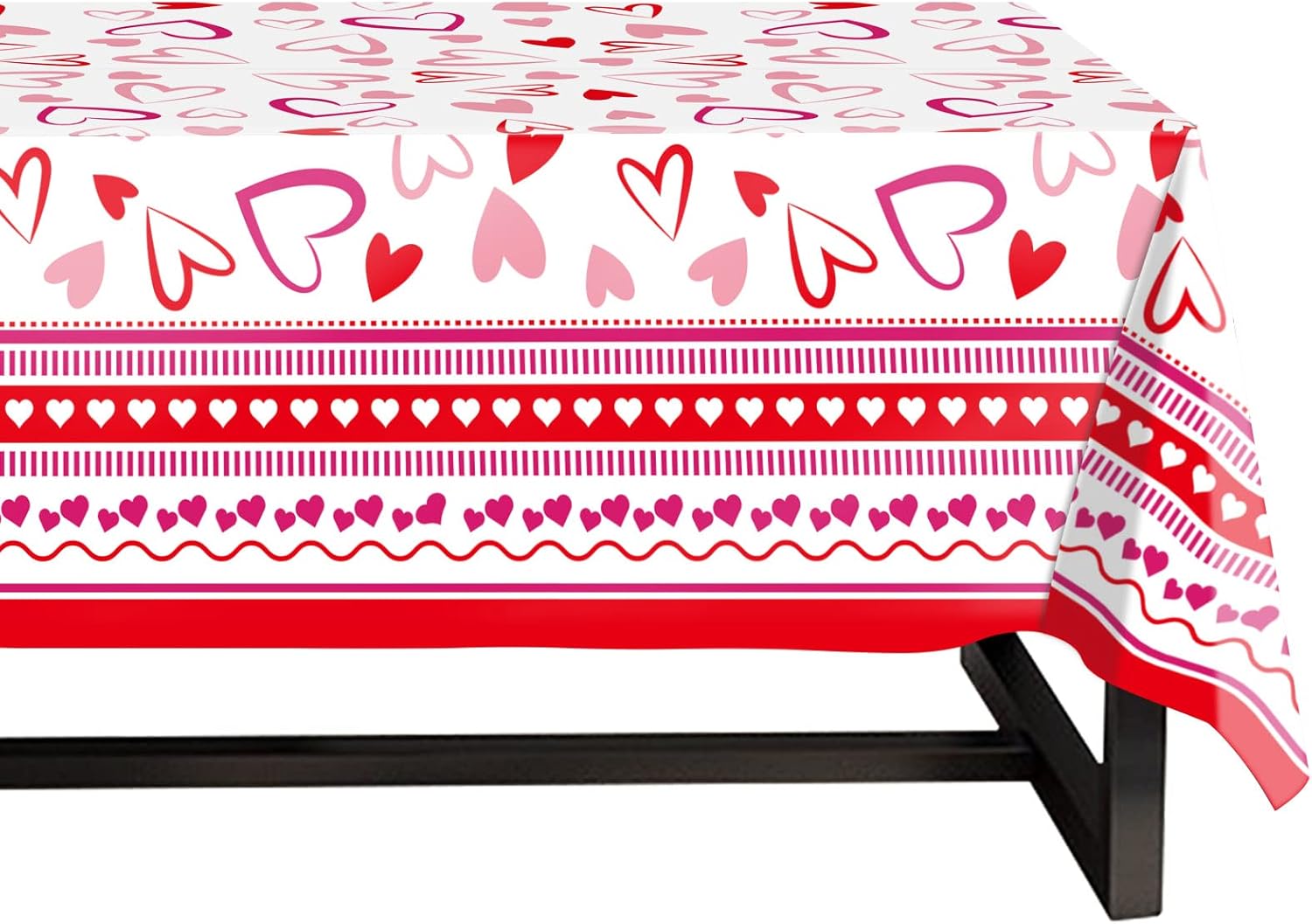 Fancy Land 3 Pack Valentine Heart Red Tablecloths 54x108 Inches