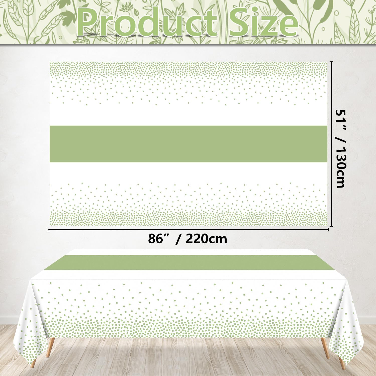 4Pcs Sage Green Tablecloths - 86x51 Rectangular Dot Covers for Home Parties