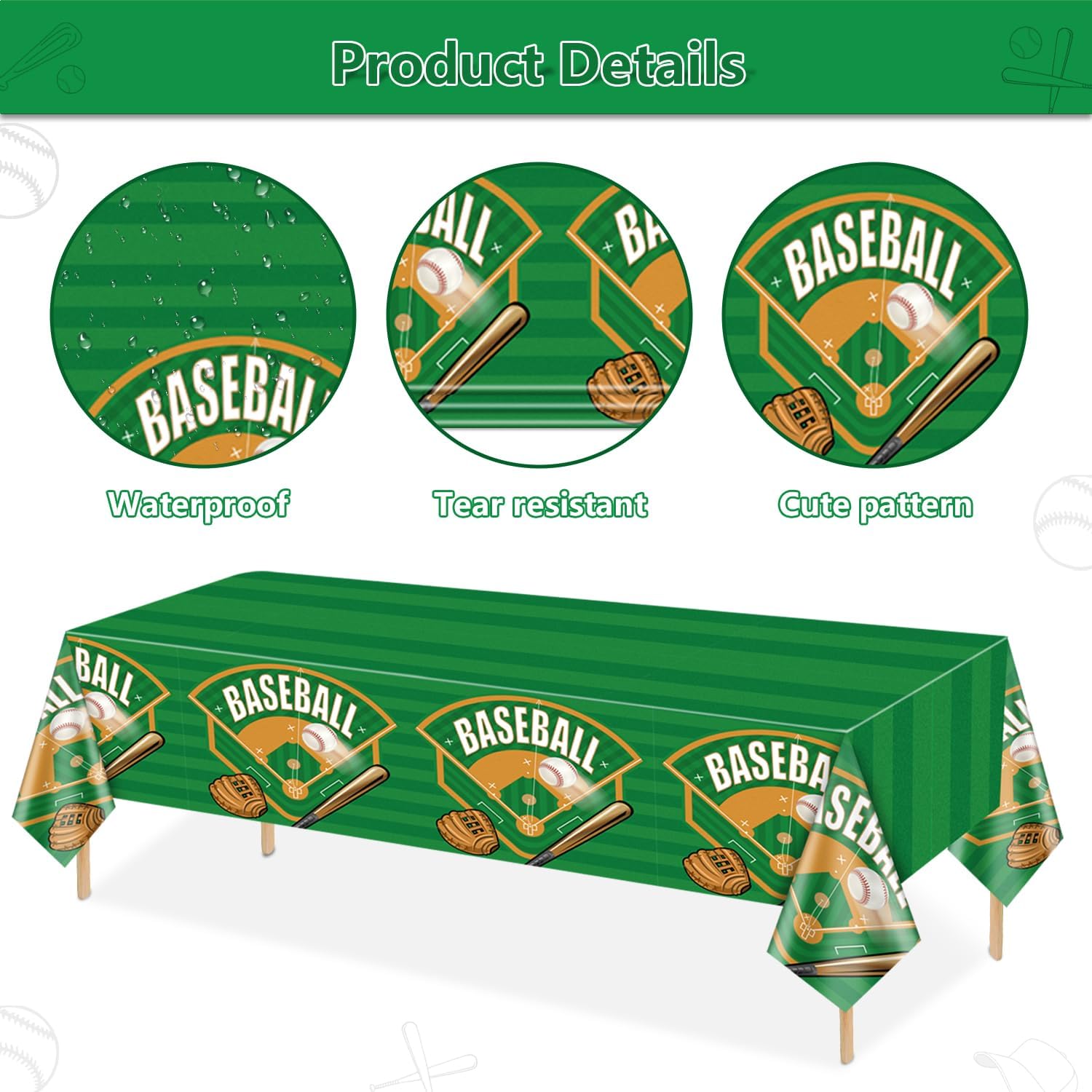 4-Pack Baseball Tablecloths for Theme Parties