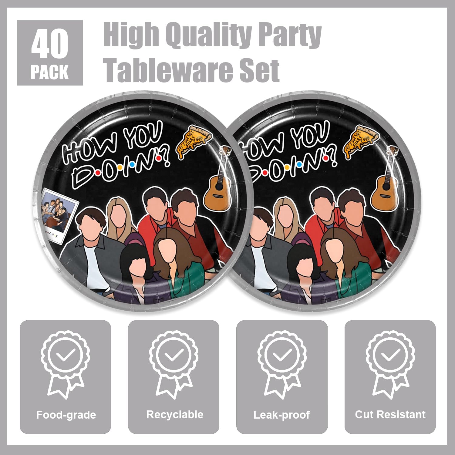 40Pcs Friends Party Supplies 20 Plates 20 Napkins Kit