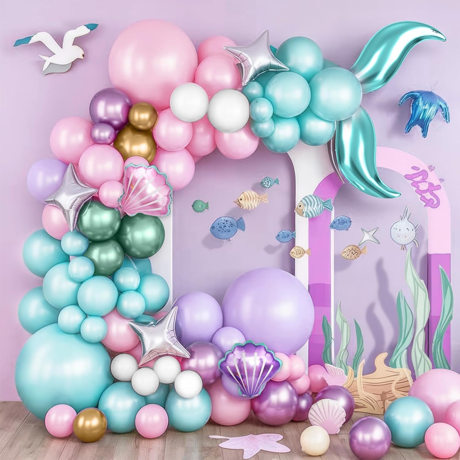 Mermaid Balloon Garland Arch Kit for Girls Party Decorations