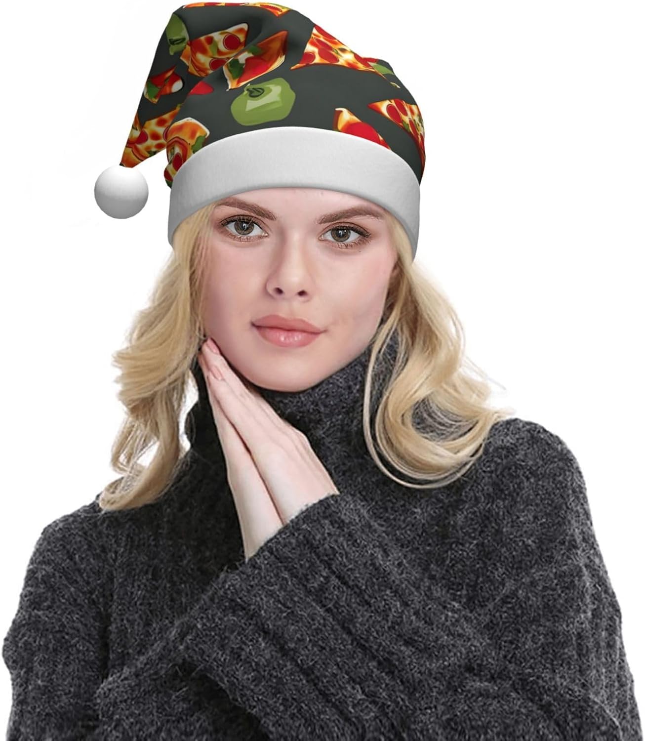 QinZheng Personalized Santa Hat with Pizza Patterns