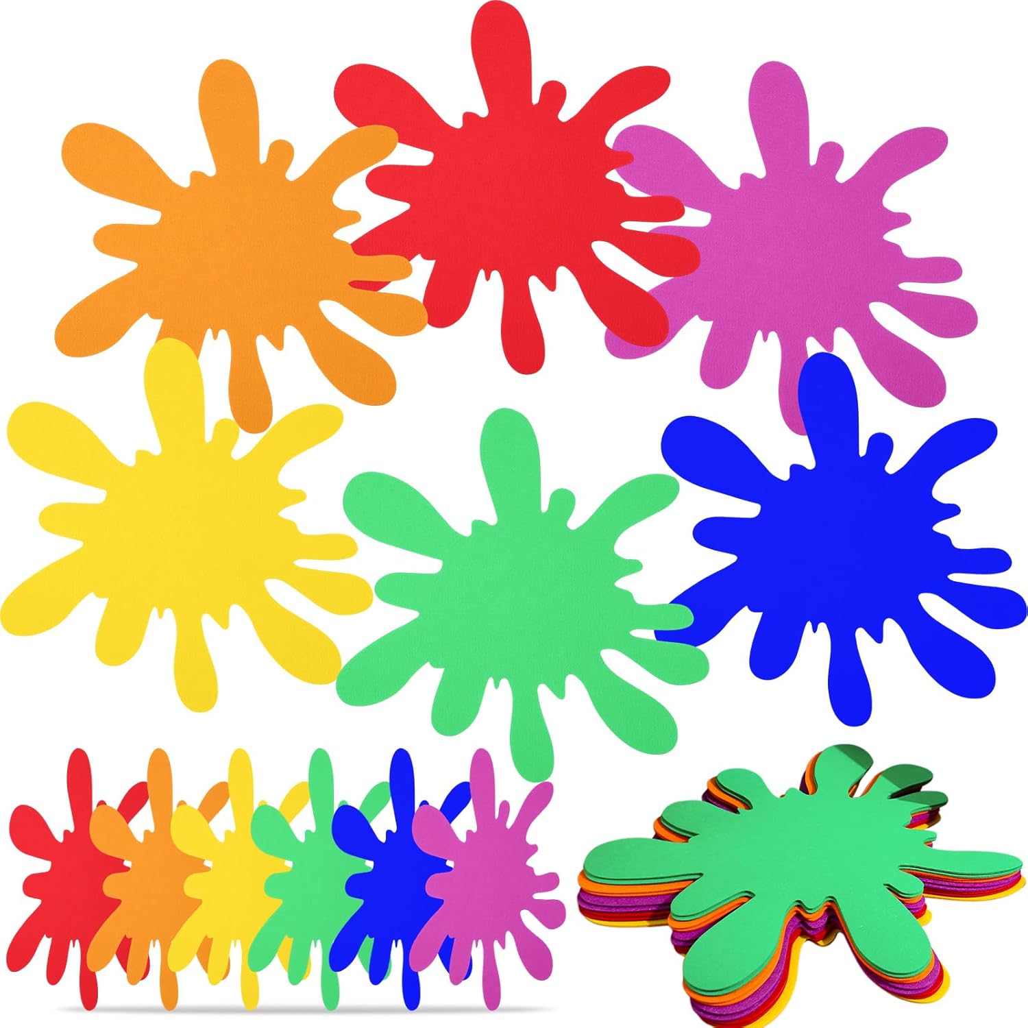 Tegeme 12 Pcs Rainbow Paint Splatter Felt Mats