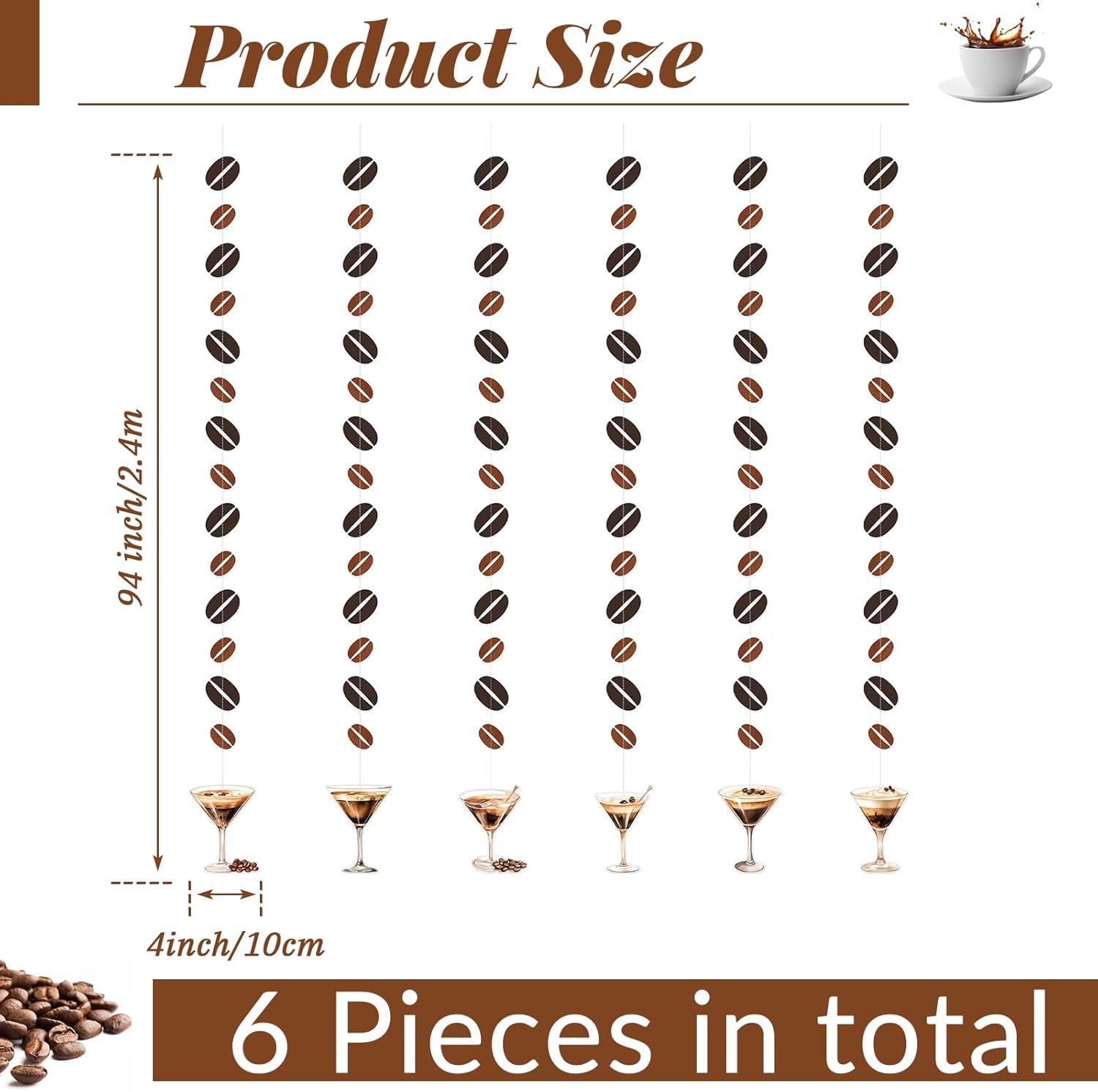 Yeaqee 6 Pcs Espresso Martini Garland Banners