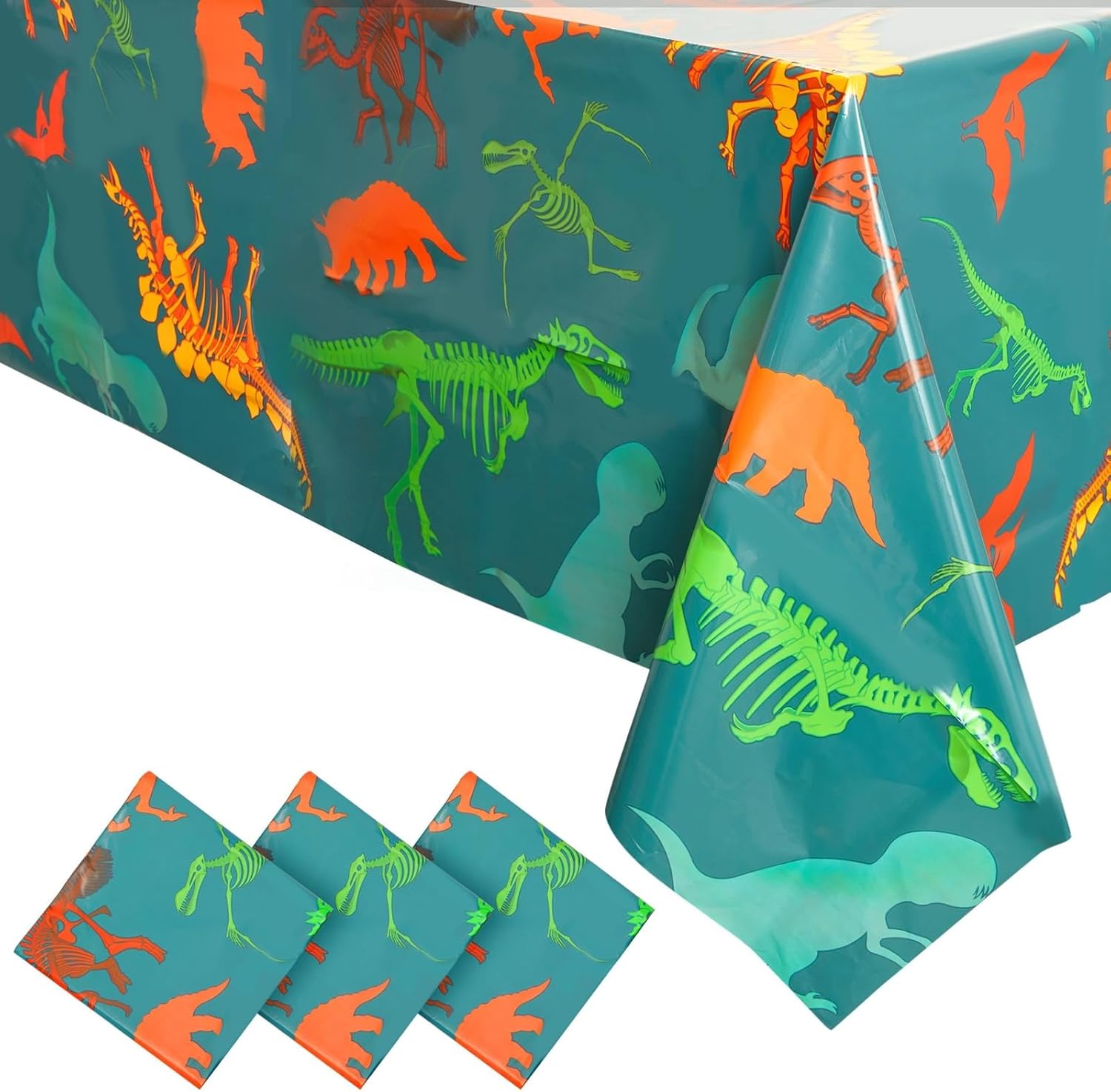BLUE PANDA 3 Pack Dinosaur Tablecloth for Parties