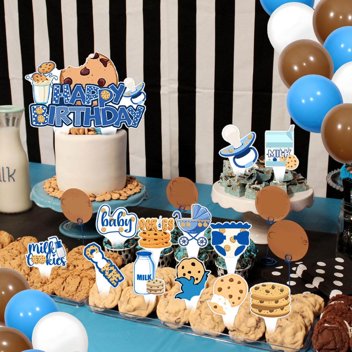 59 Pcs Milk and Cookies Party Decor Set