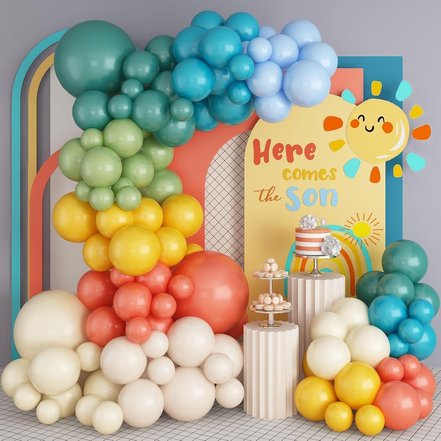Retro Boho Balloon Arch Garland Kit for Birthday Parties