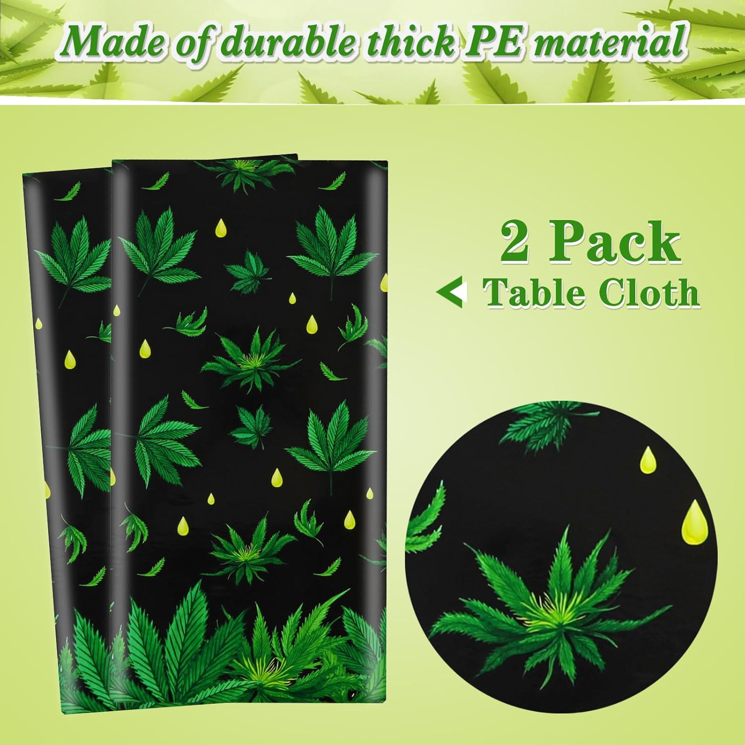 PHOGARY 2 Pieces Weed Tablecloth for Parties