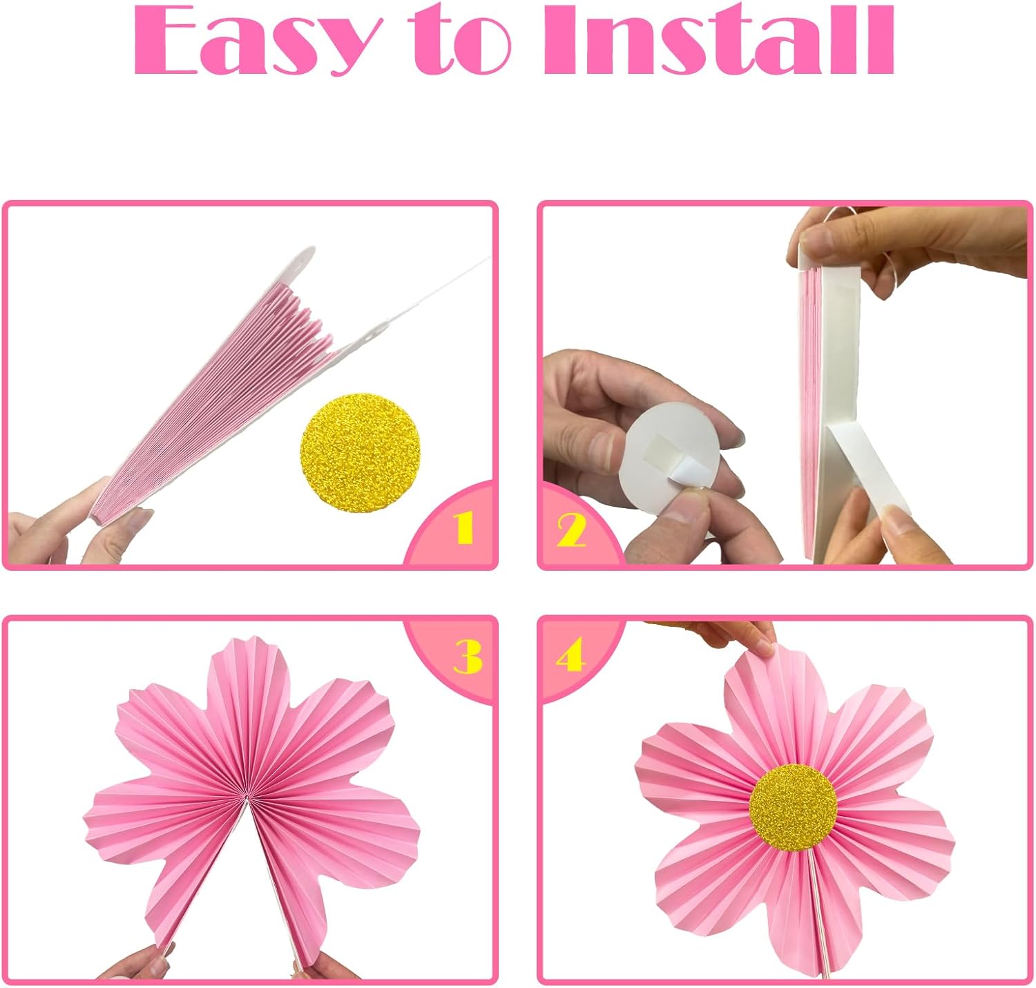 12Pcs Paper Flower Fans for Party Decorations
