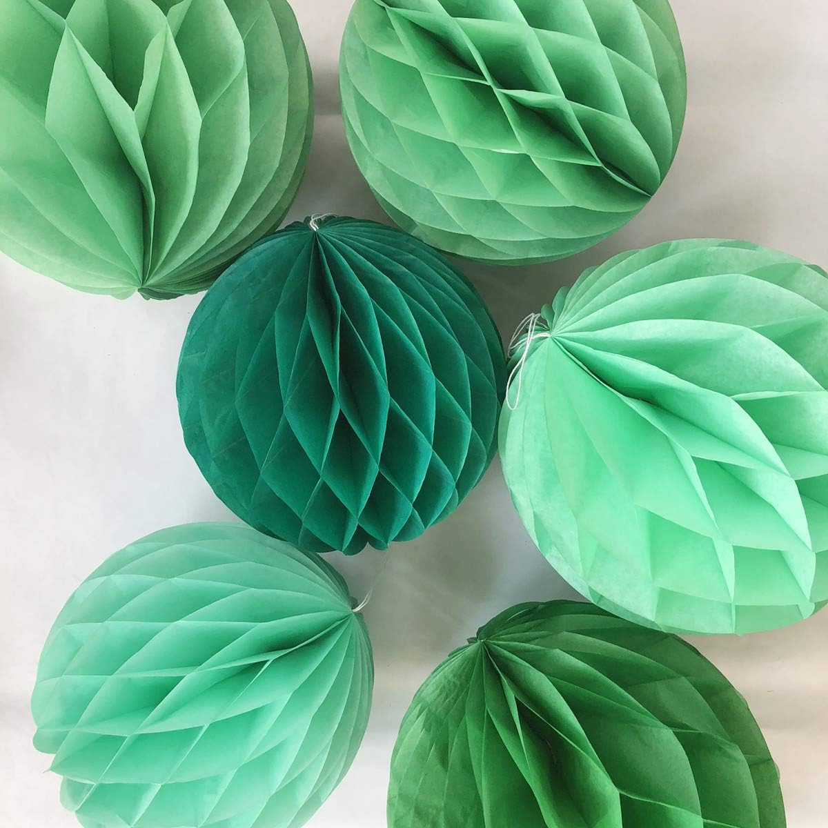 6pcs Green Paper Honeycomb Flower Balls for Party Decor