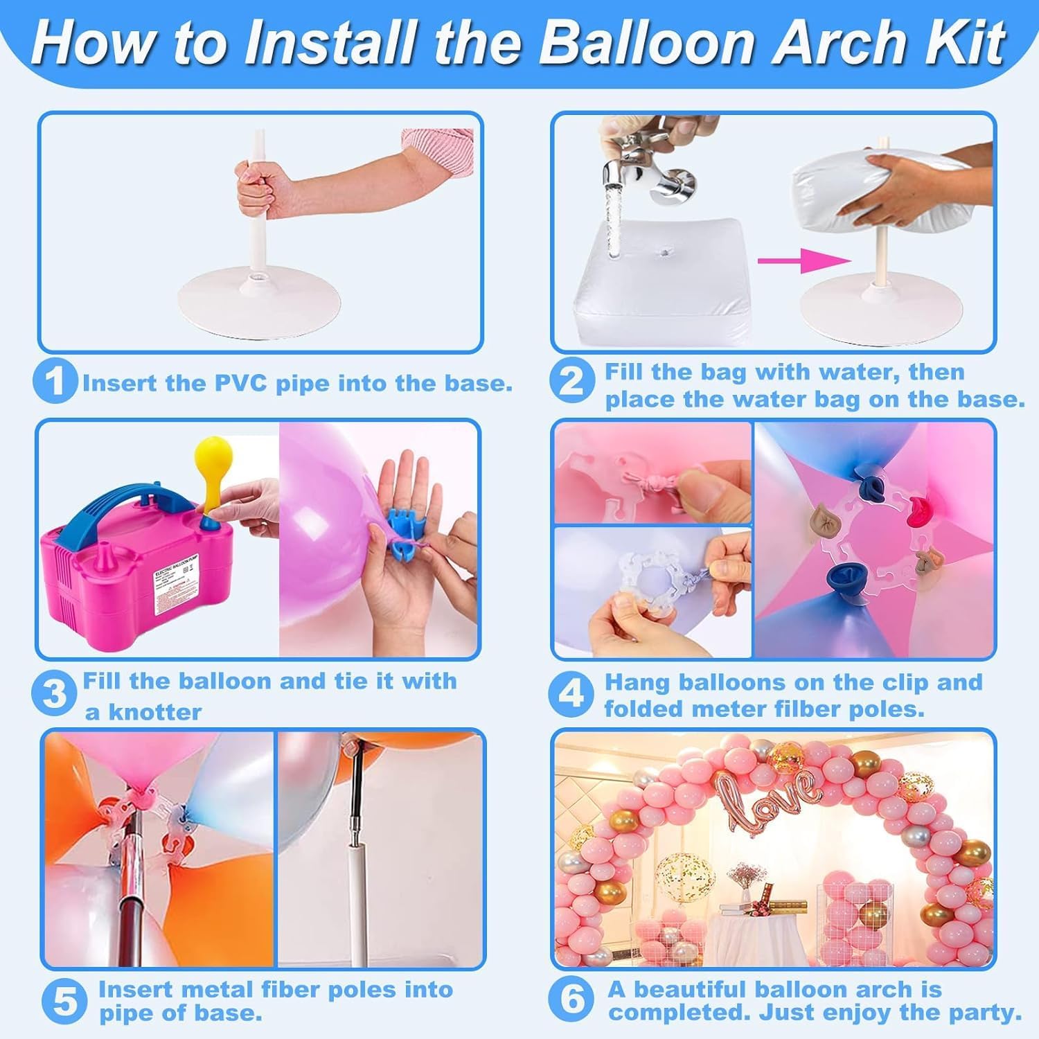 Balloon Arch Kit with Pump 9FT Height 10FT Width