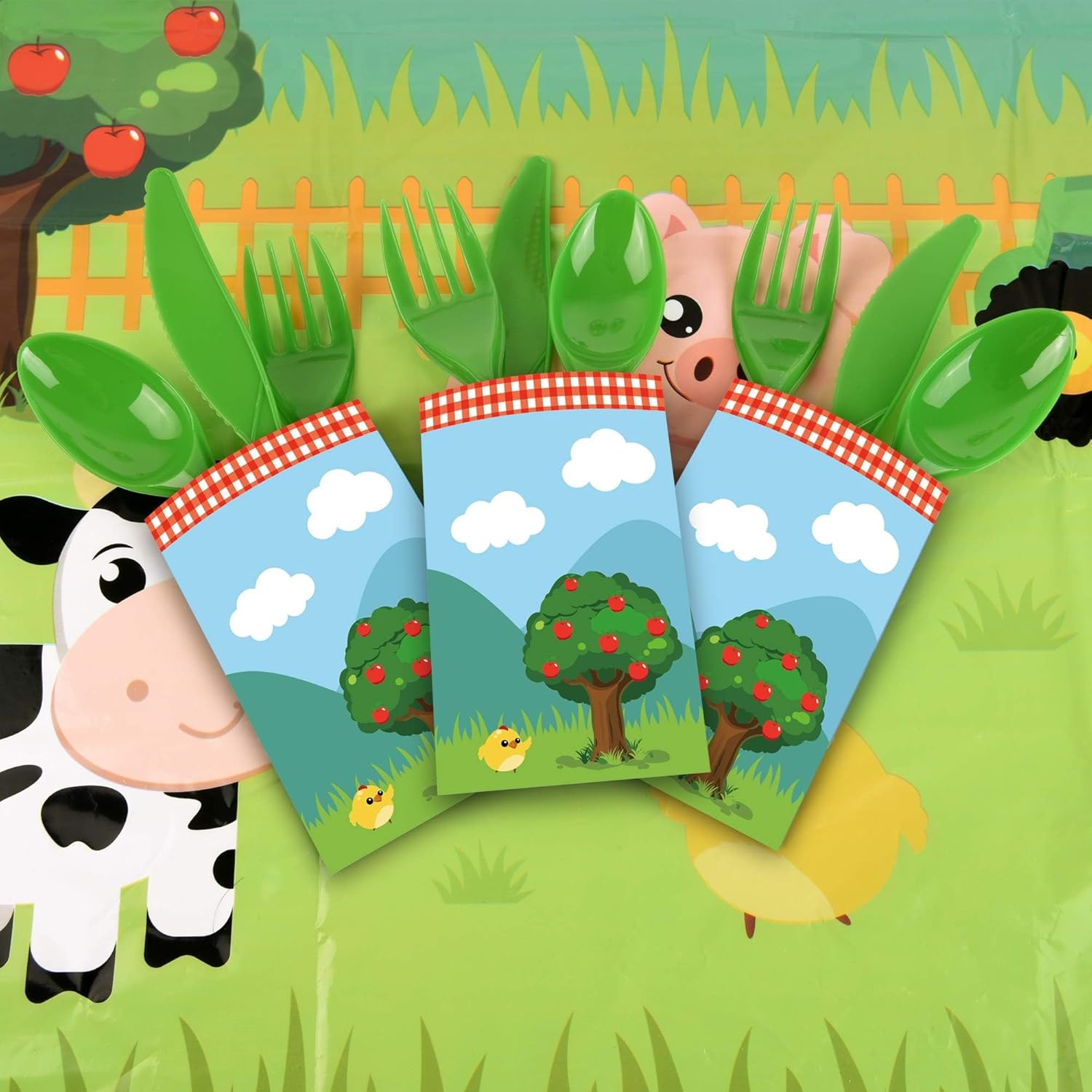 WERNNSAI Farm Party Tableware Set 130Pcs