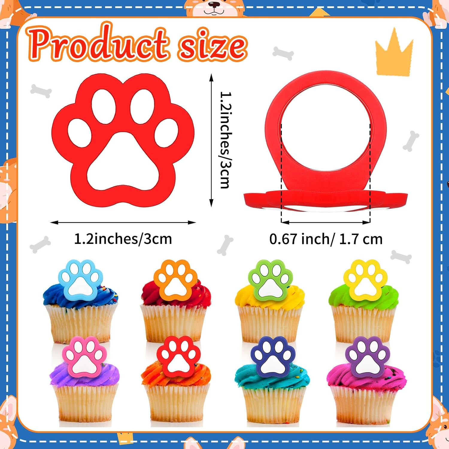 48 Pcs Dog Cupcake Rings Decorations