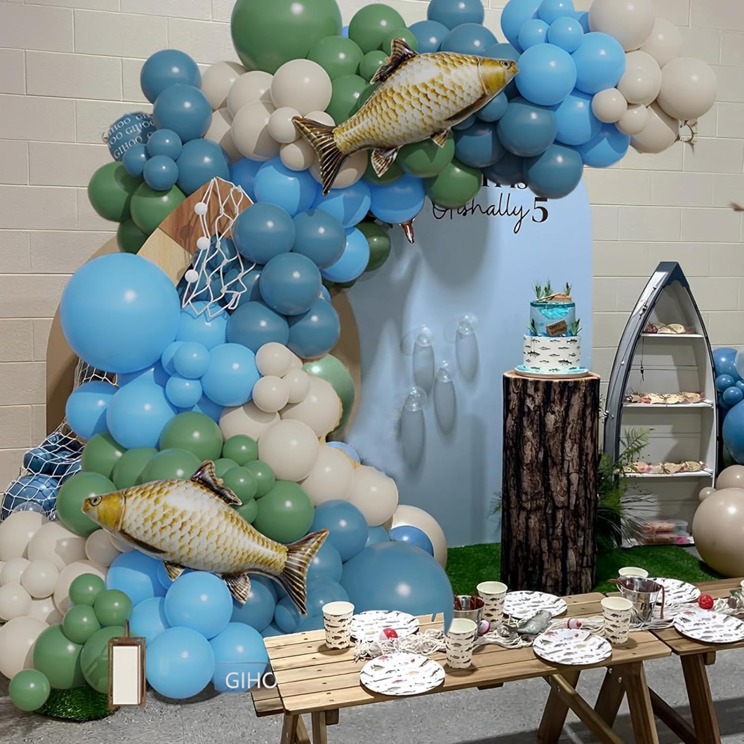 Fishing Birthday Decorations 145pcs Blue Balloon Garland Arch Kit