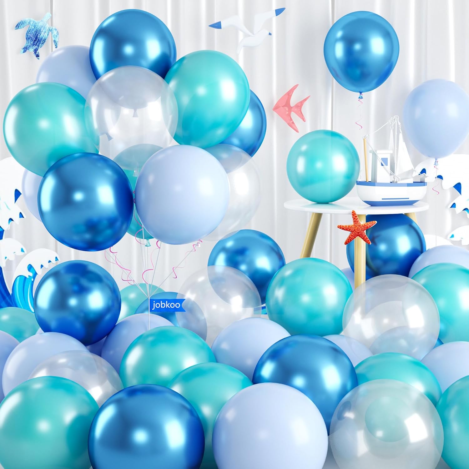 Teal Blue Balloons 60PCS Ocean Mermaid Party Decor