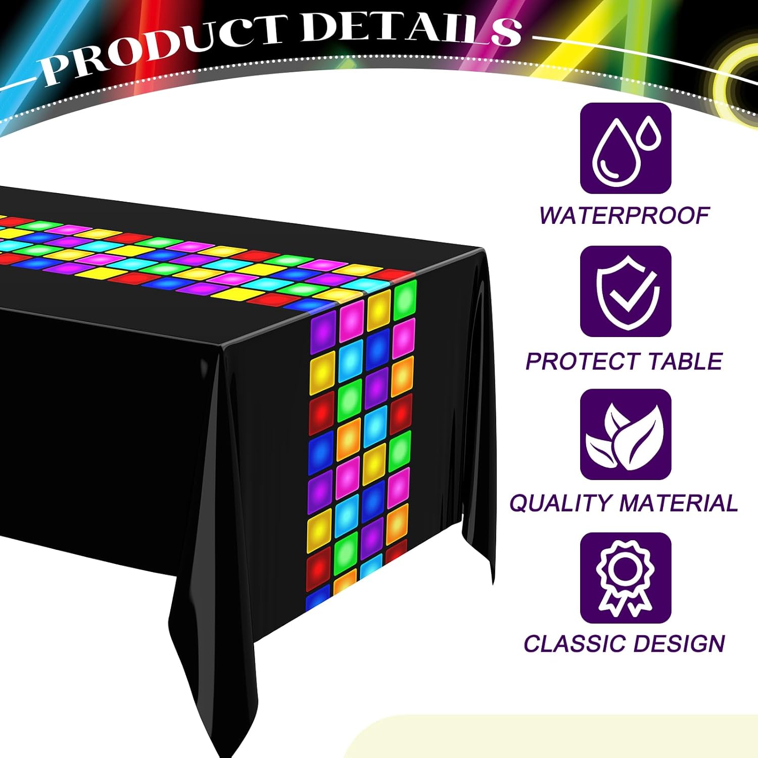 Irenare 3 Pack Neon Disco Tablecloths