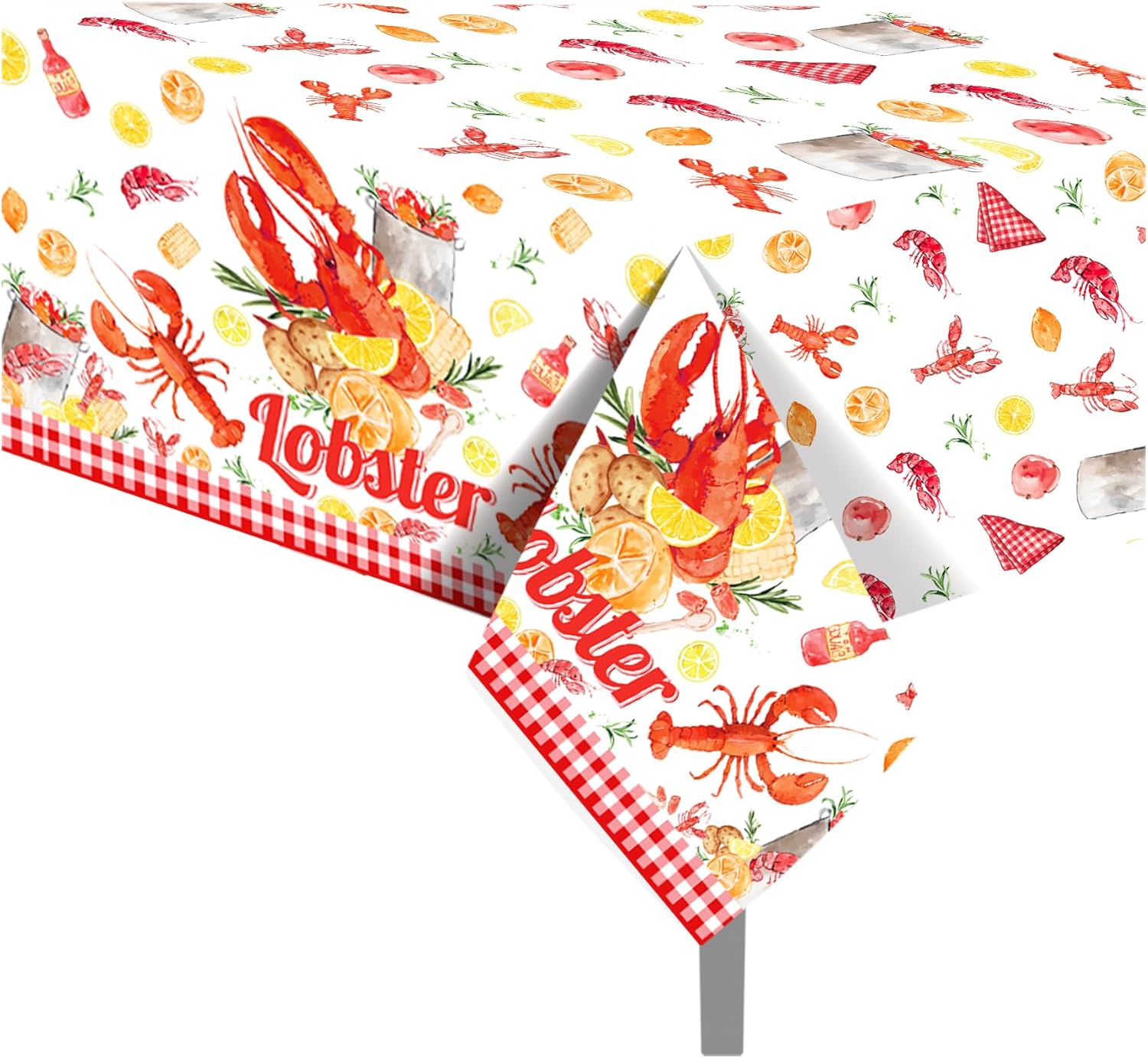 Lide Road 2Pcs Lobster Themed Tablecloth for Crawfish Boil Party