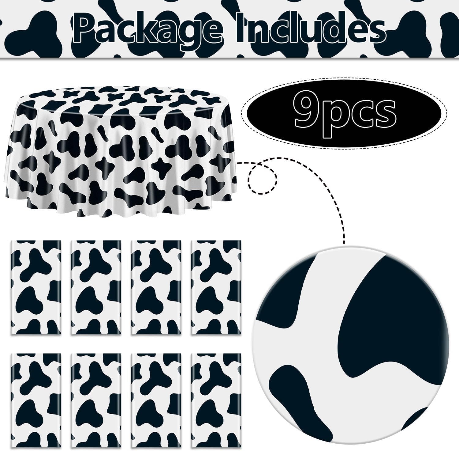 9 Pcs Cow Print Tablecovers for Farm Animal Party
