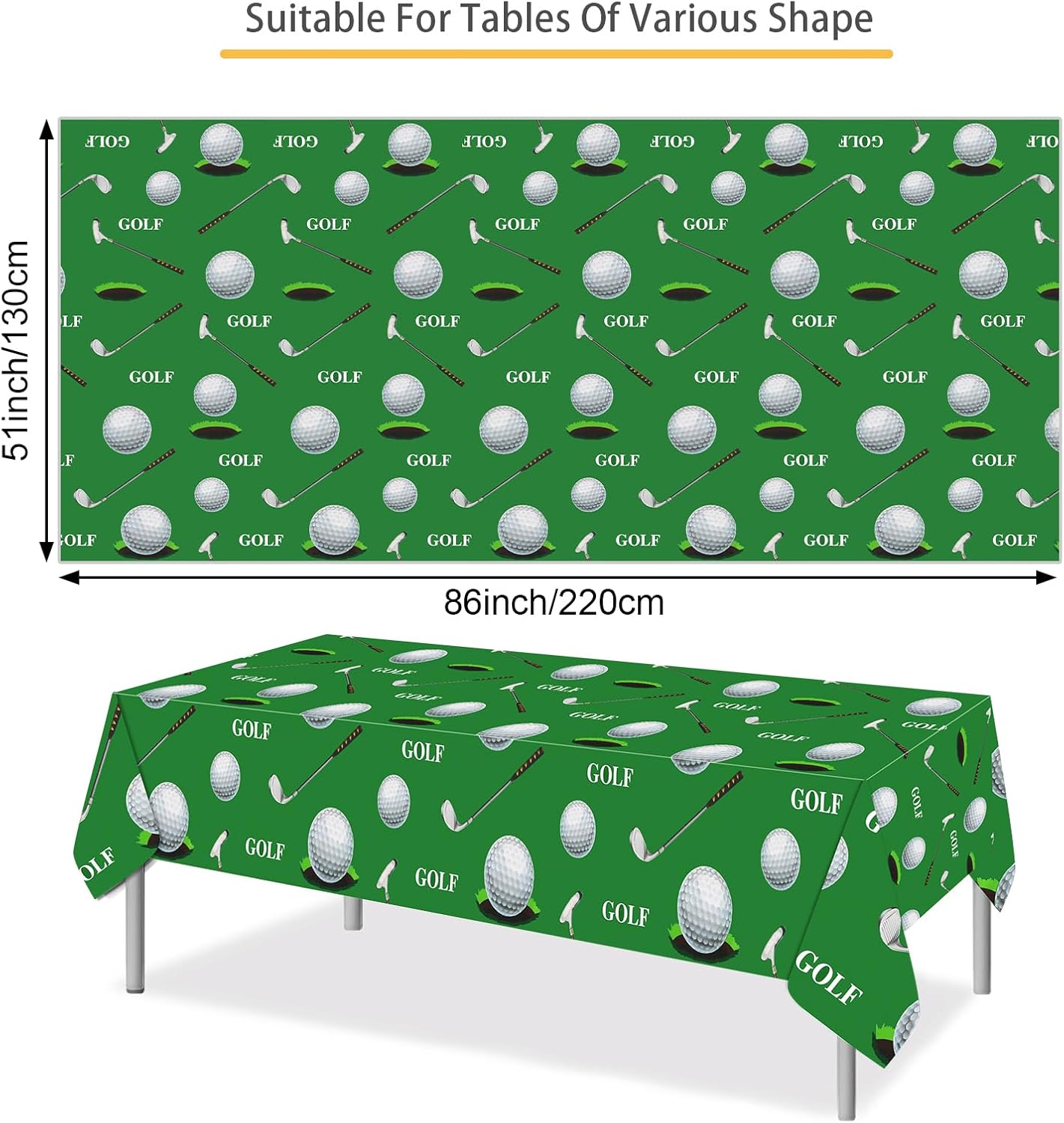 PHOGARY Golf Tablecloth Set 3-Piece Green Rectangular