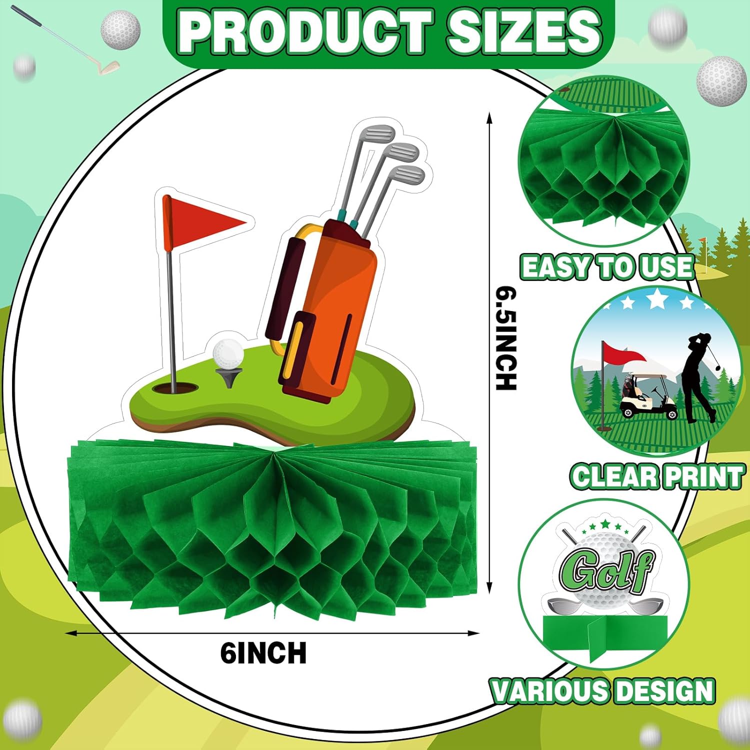 Teling 12 Piece Golf Party Centerpieces Set