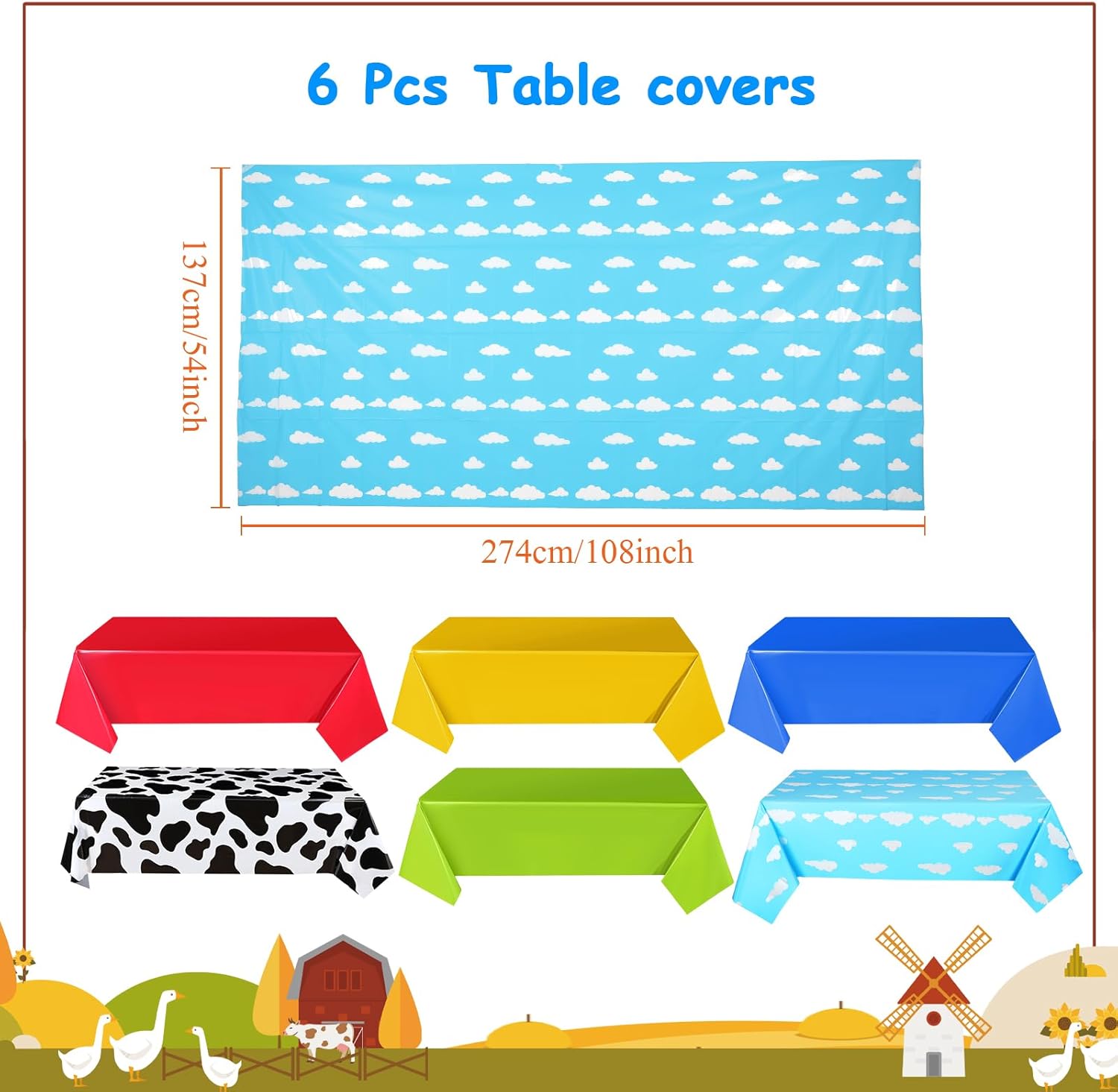 Liliful 104 Pcs Birthday Tablecloth with Balloons Arch Kit