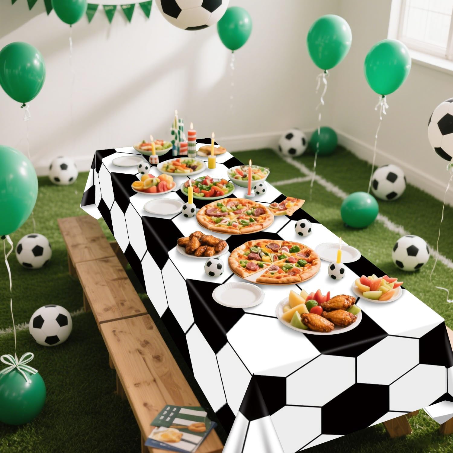 Soccer Tablecloth 4 Pack Rectangle 51x86 Inch Party Decorations