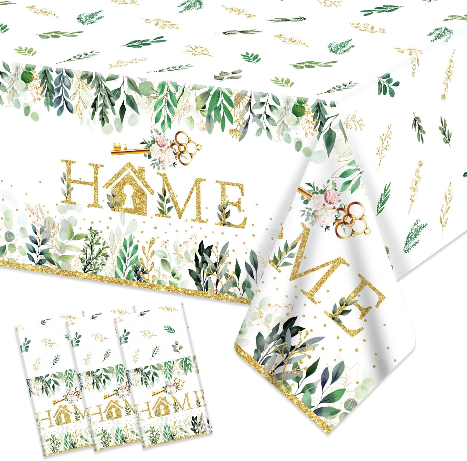 3 Pack House Warming Tablecloths with Rustic Floral Design 54x108 Inch
