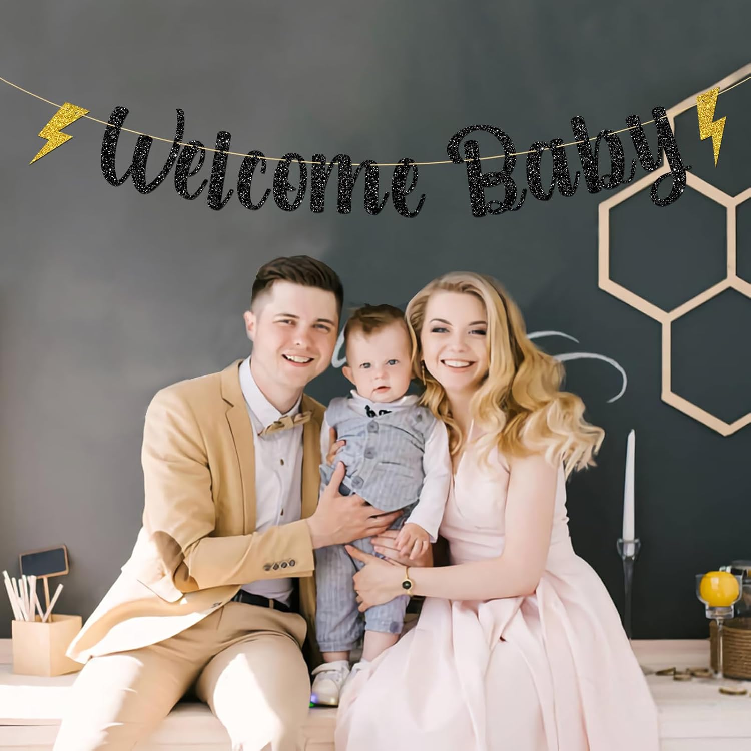 MonMon Craft Welcome Baby Mugle Banner Black Glitter