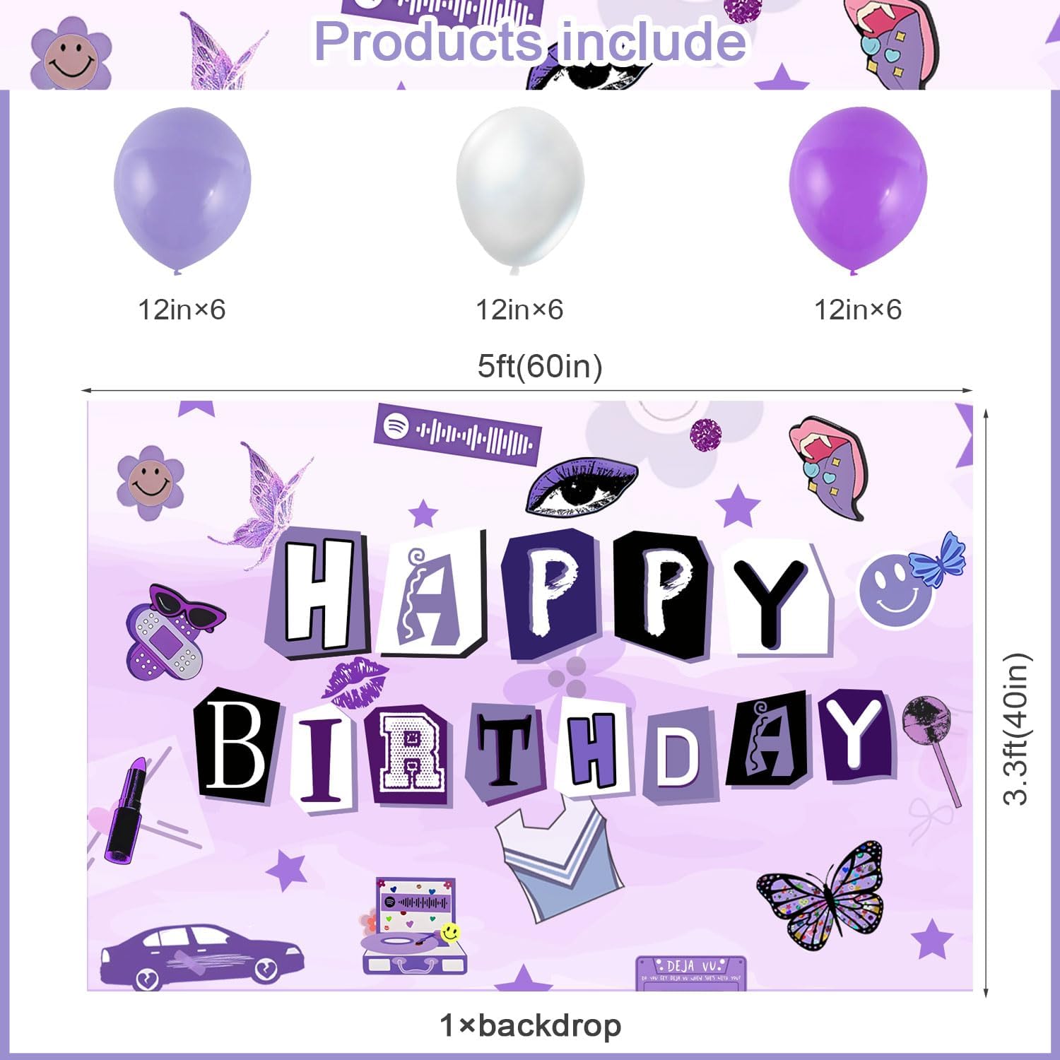59 Pcs Pop Singer Birthday Party Supplies Set