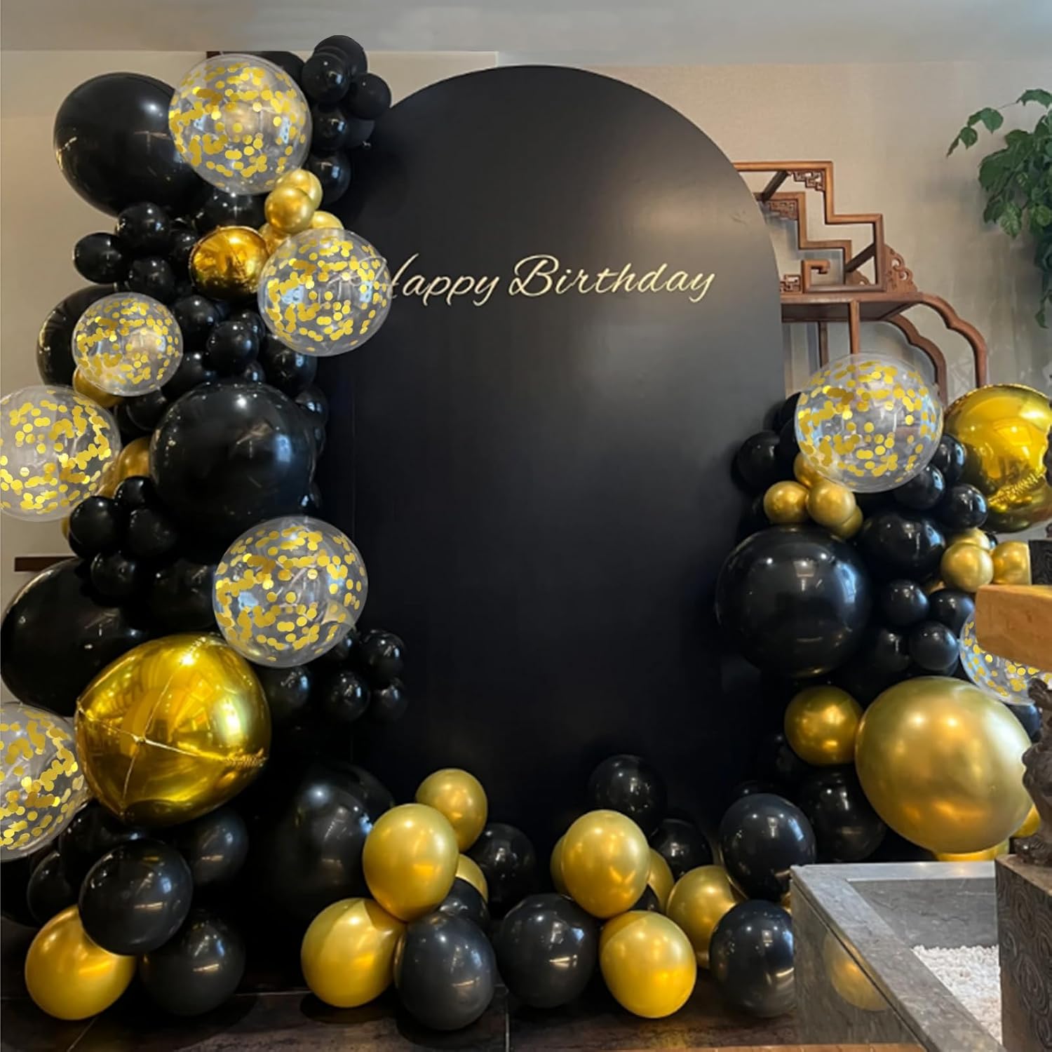 100pcs Black and Gold Balloons 12 Inch Metallic Party Decor