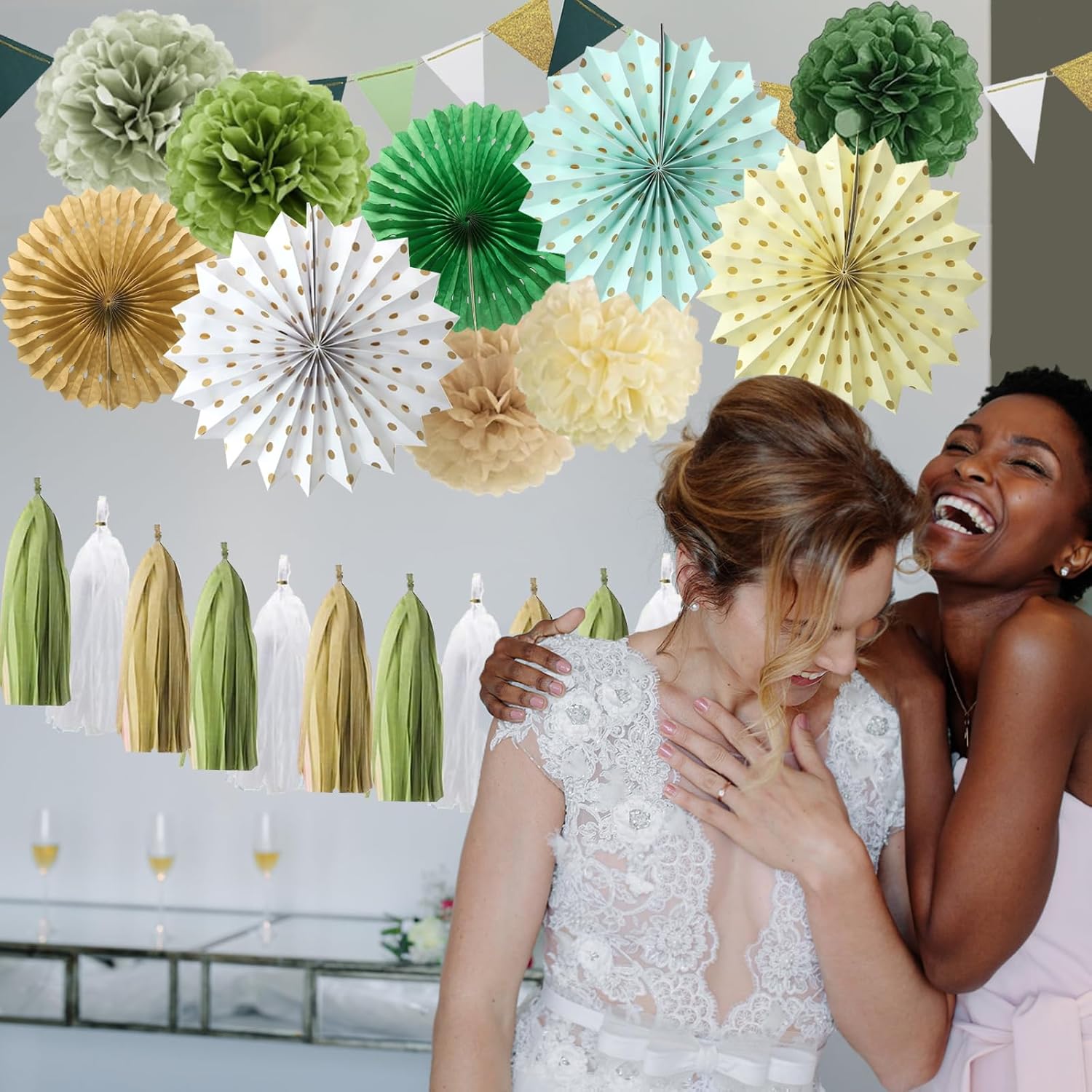 Sage Green Retro Party Decorations Set