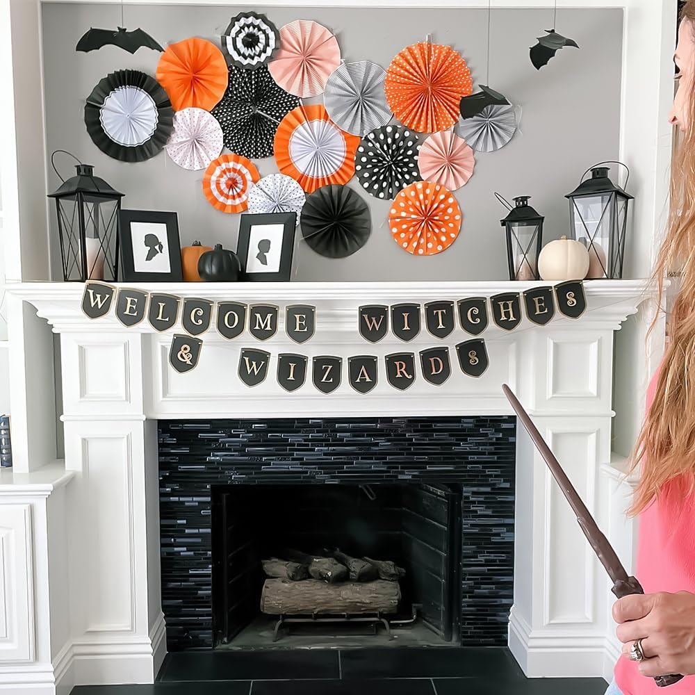 Black Paper Fan Assortment 8 Pieces