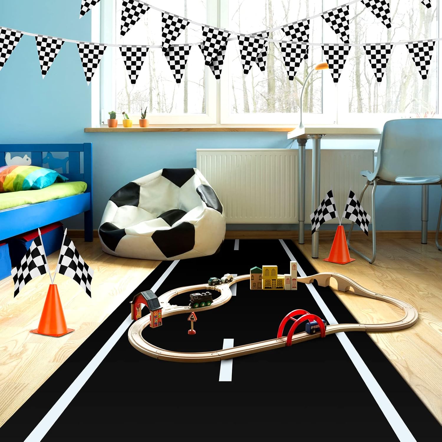 Racetrack Floor Runner for Party Black Table Cover 66ft x 2ft