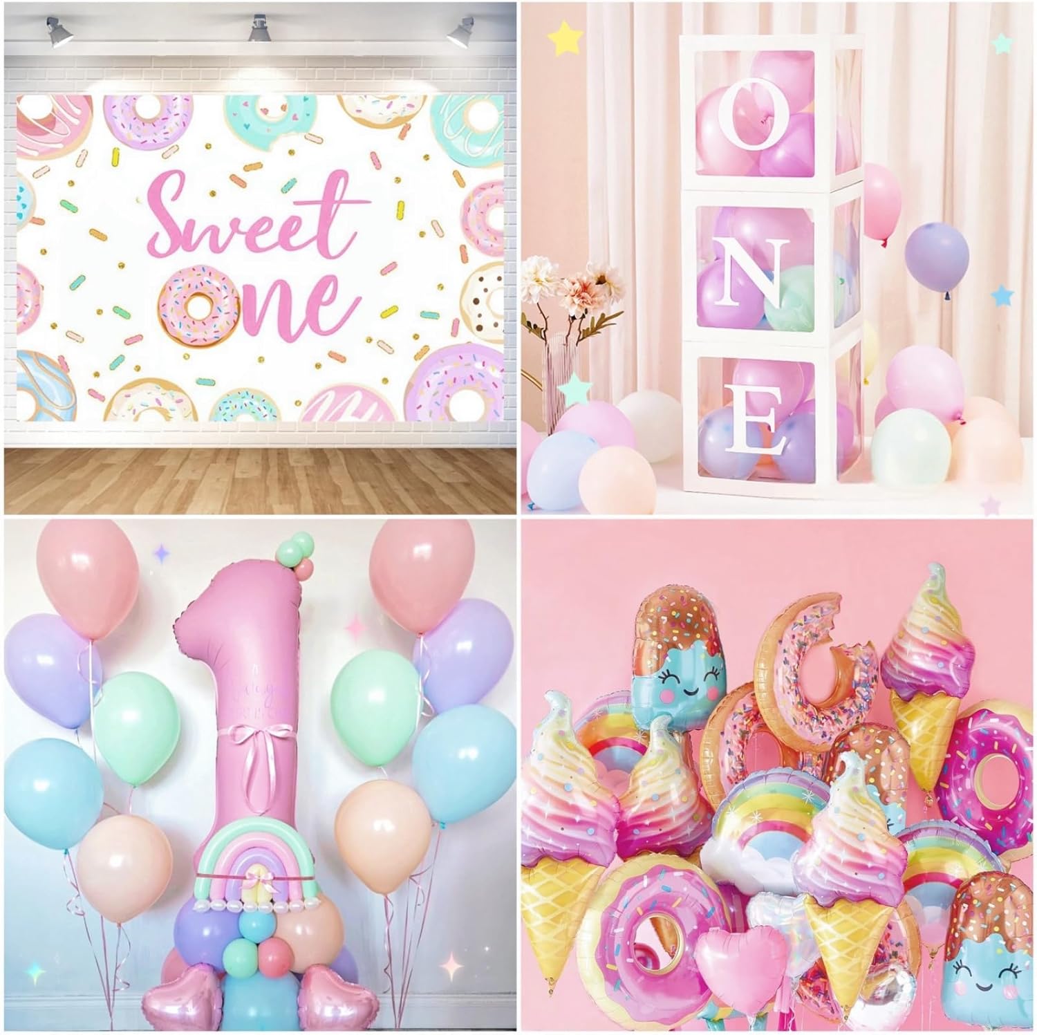 1st Birthday Decorations for Girl 128pcs Balloon Set