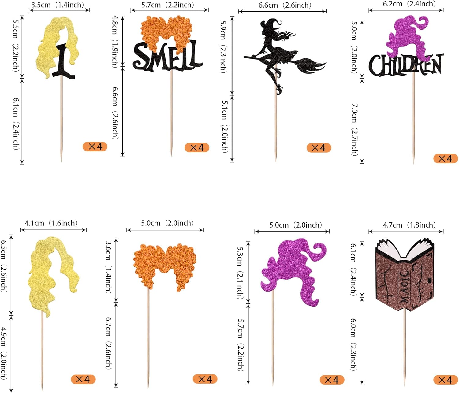 32 Pack Hocus Pocus Cupcake Toppers Halloween Decorations