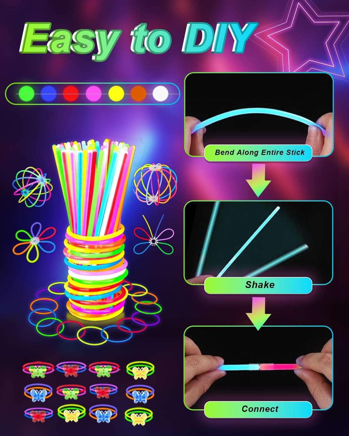 270 pcs Glow In The Dark Party Supplies for Kids Adults