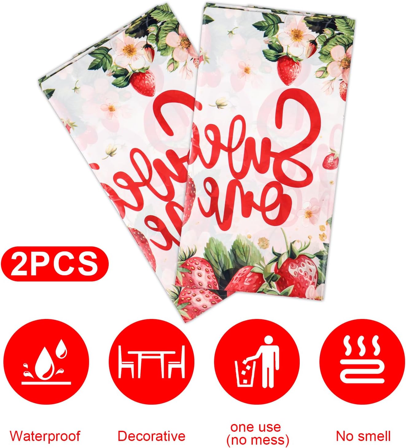 2pcs Strawberry Themed Tablecloth for Birthday Parties