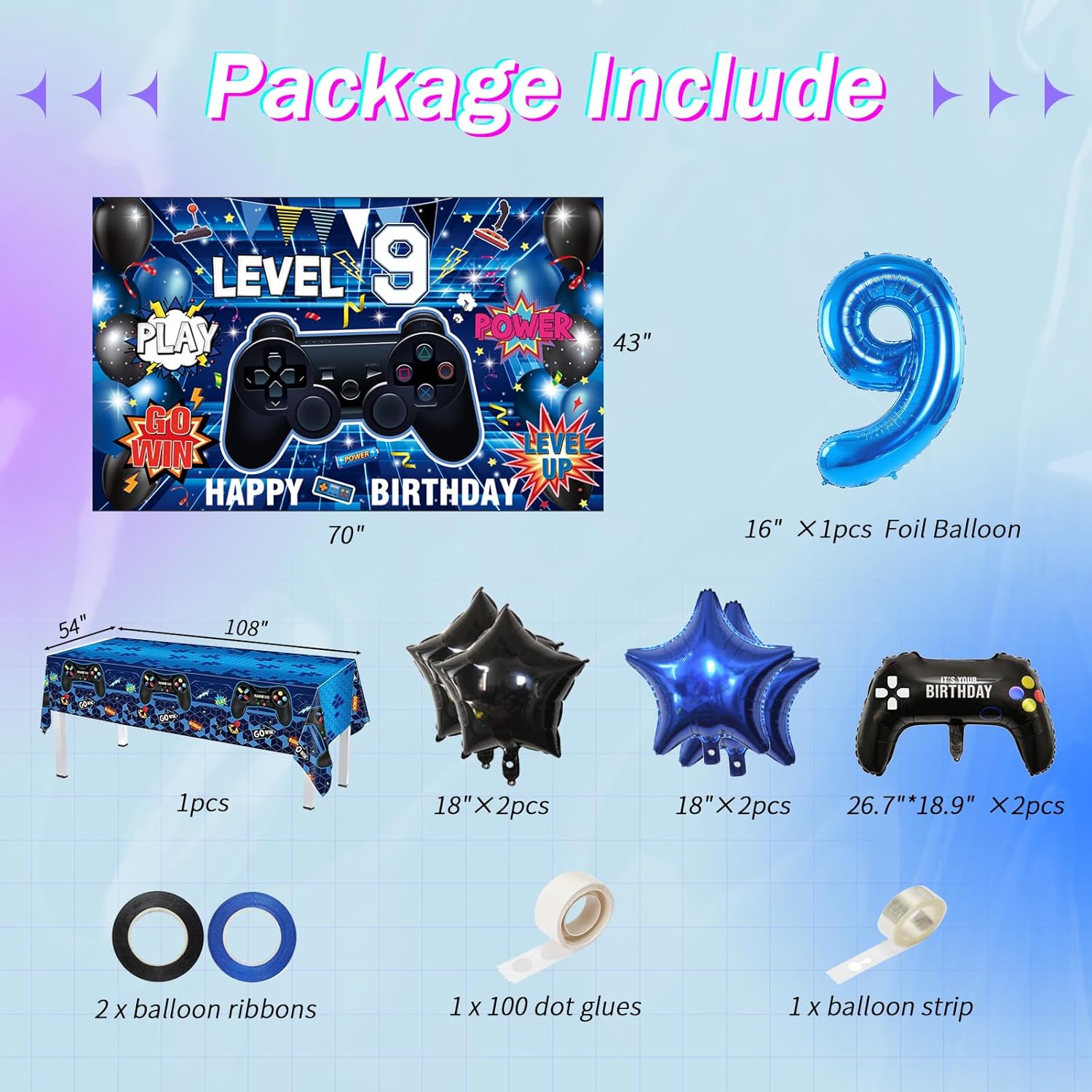 103pcs Video Game Birthday Party Decor Kit