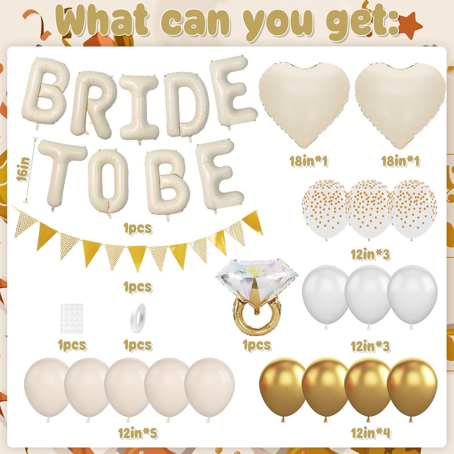 Sand White Bachelorette Party Balloons Decorations Kit