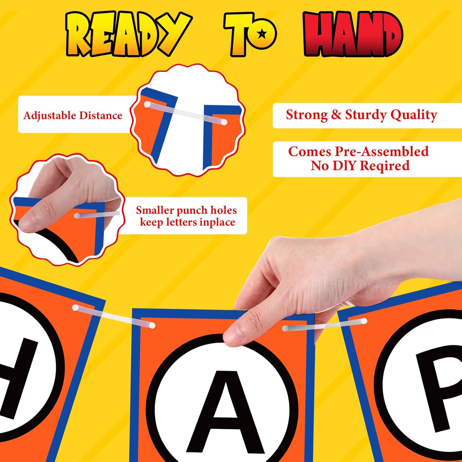 Anime Happy Birthday Bunting Banner Pre-Strung