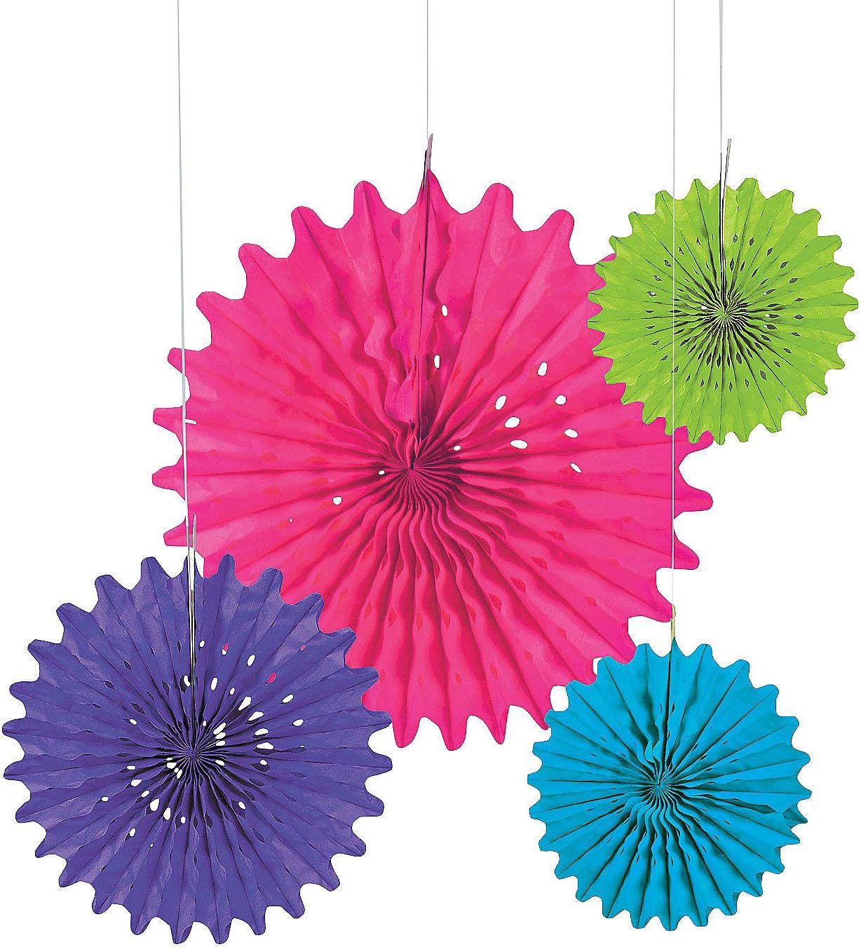 Fun Express Bright Assorted Tissue Fans - 12 Pieces