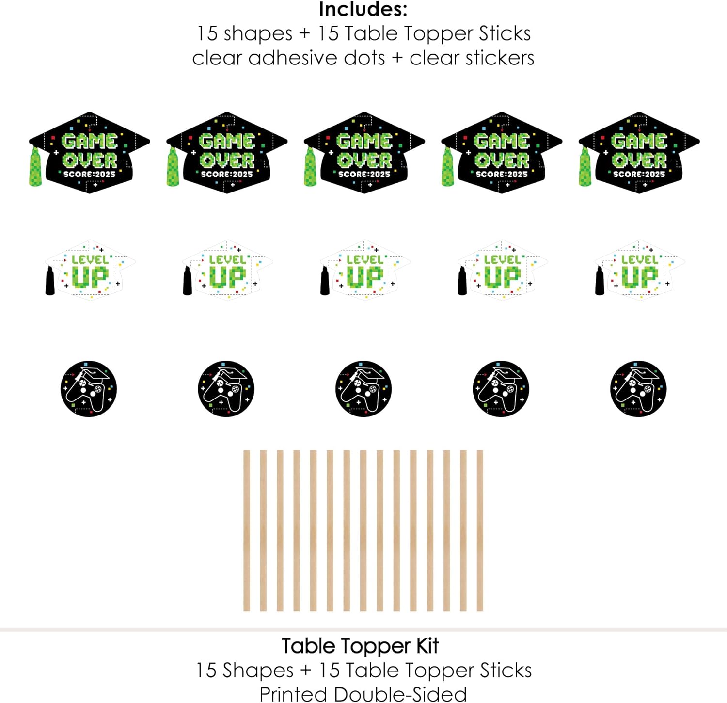 Game Over Video Game Graduation Party Centerpiece Sticks Set of 15